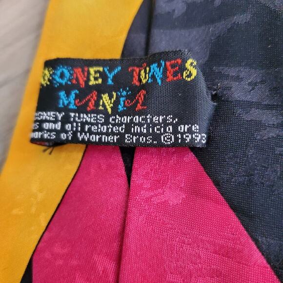 Looney Toons Tie Warner Bros. Vintage 90s Bugs Bunny Sylvester Daffy Funny Retro - Picture 6 of 6